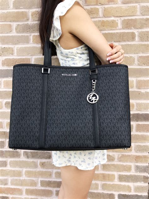 michael kors sady tote leather|Michael Kors large black tote.